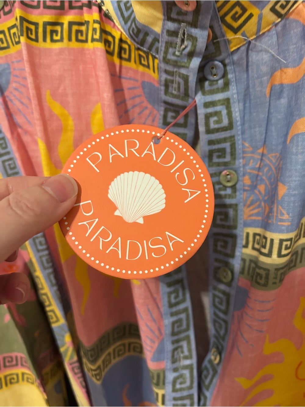 PARADISA by PROSPERINA ANNA MARIA MULTI SUN PRINT LINEN BLEND MIDI DRESS NWT S - Picture 5 of 6